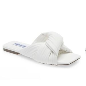 Steve Madden Sandal Womens Size 8.5 White Mentor Open Toe Slip On Slide